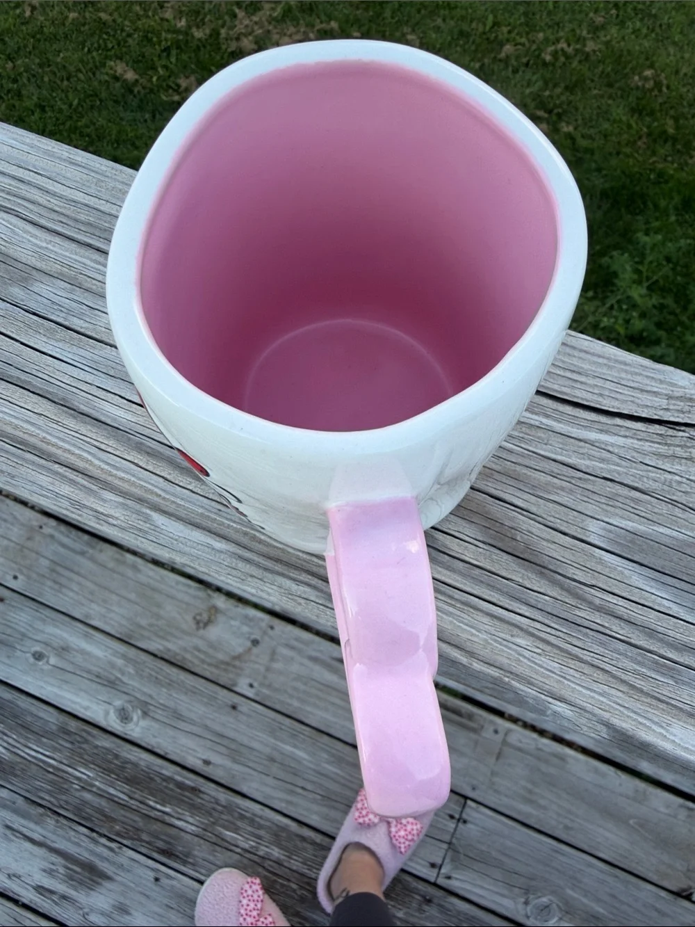 Rae Dunn Snoopy 'Howdy Partner' Pink Heart Handled Mug